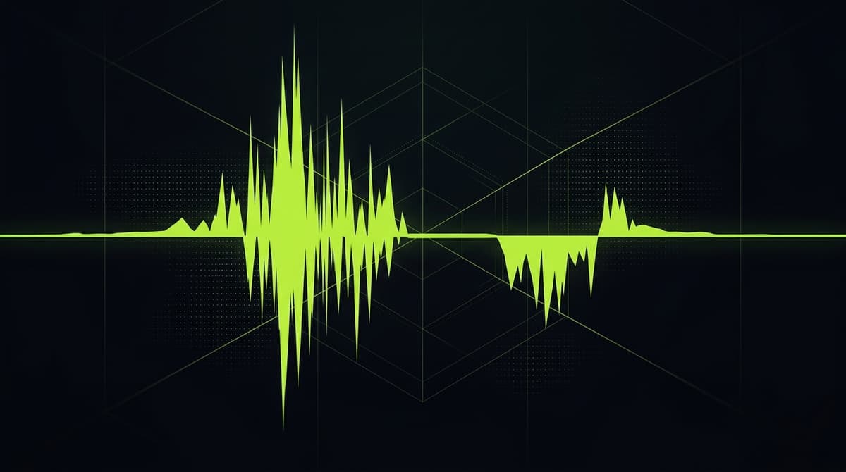Chaotic waveform peaks in lime green representing emotional intensity