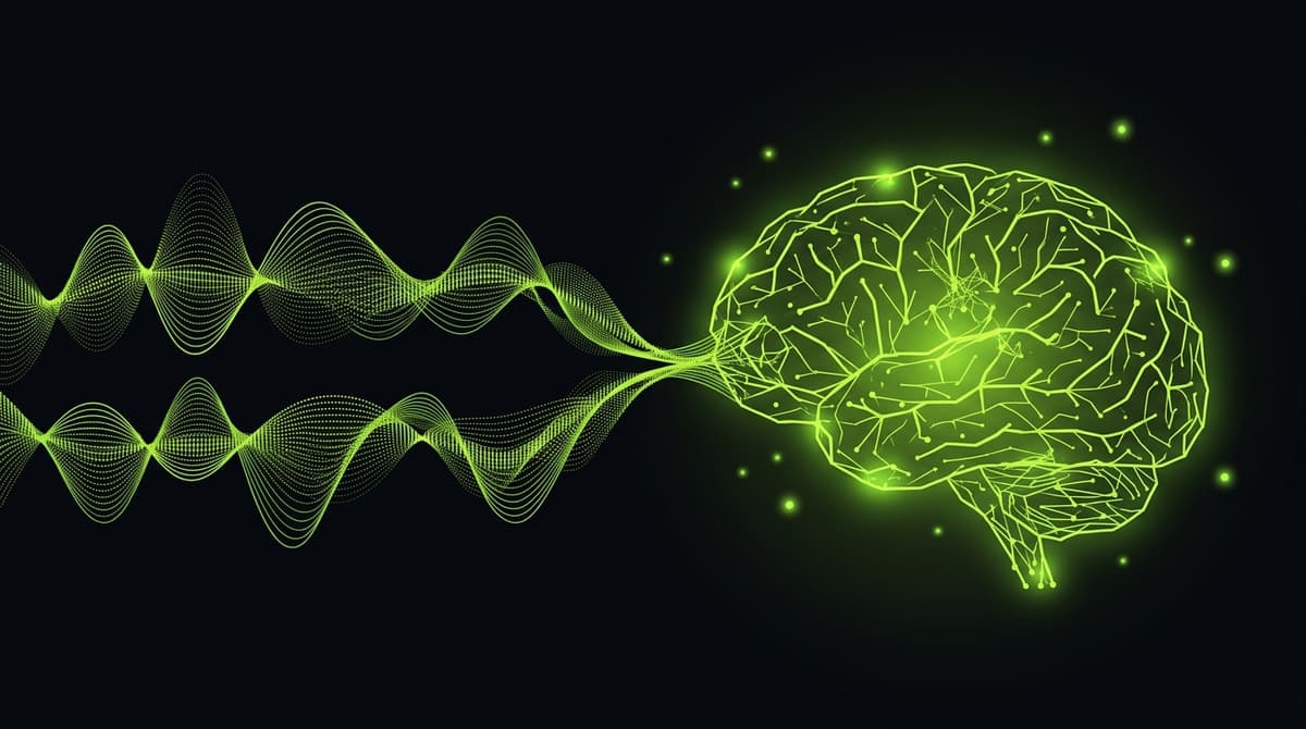 Abstract visualization of binaural beats and neural pathways