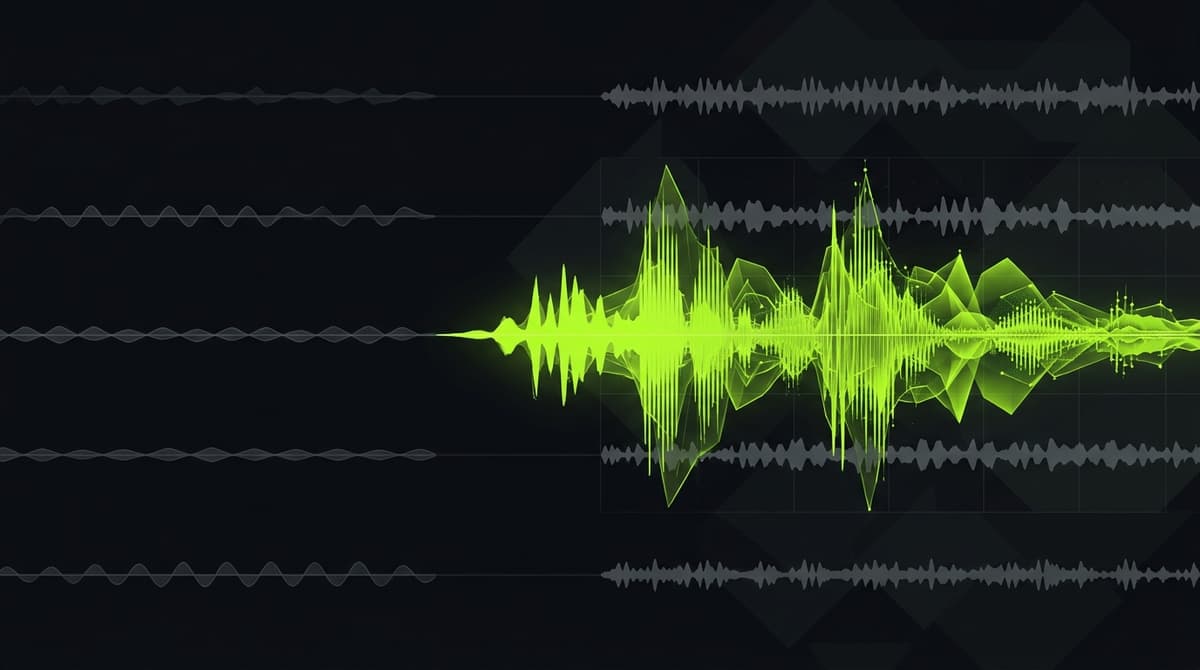 Abstract comparison of simple audio waveforms versus complex amplitude-modulated signals