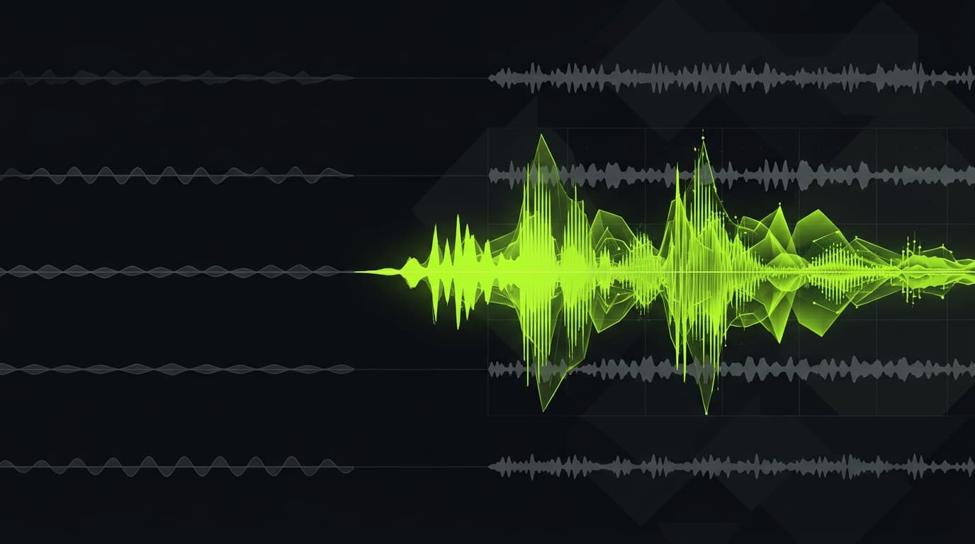 Abstract comparison of simple audio waveforms versus complex amplitude-modulated signals