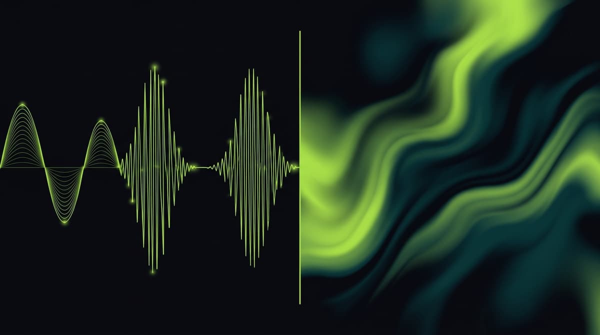 Two contrasting abstract sound patterns side by side representing Brain.fm vs Endel comparison