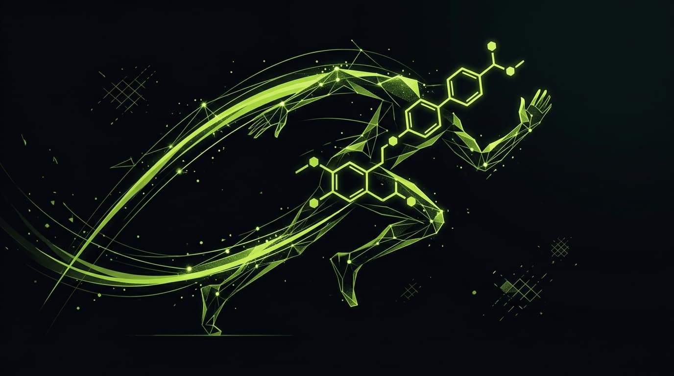 Abstract motion lines and dopamine molecules representing exercise impact on ADHD