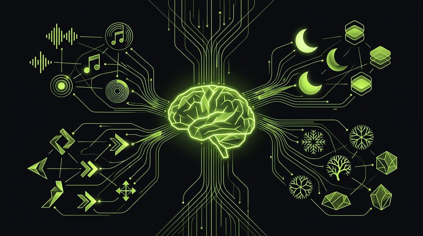Abstract network of non-medication focus tools converging in the ADHD brain