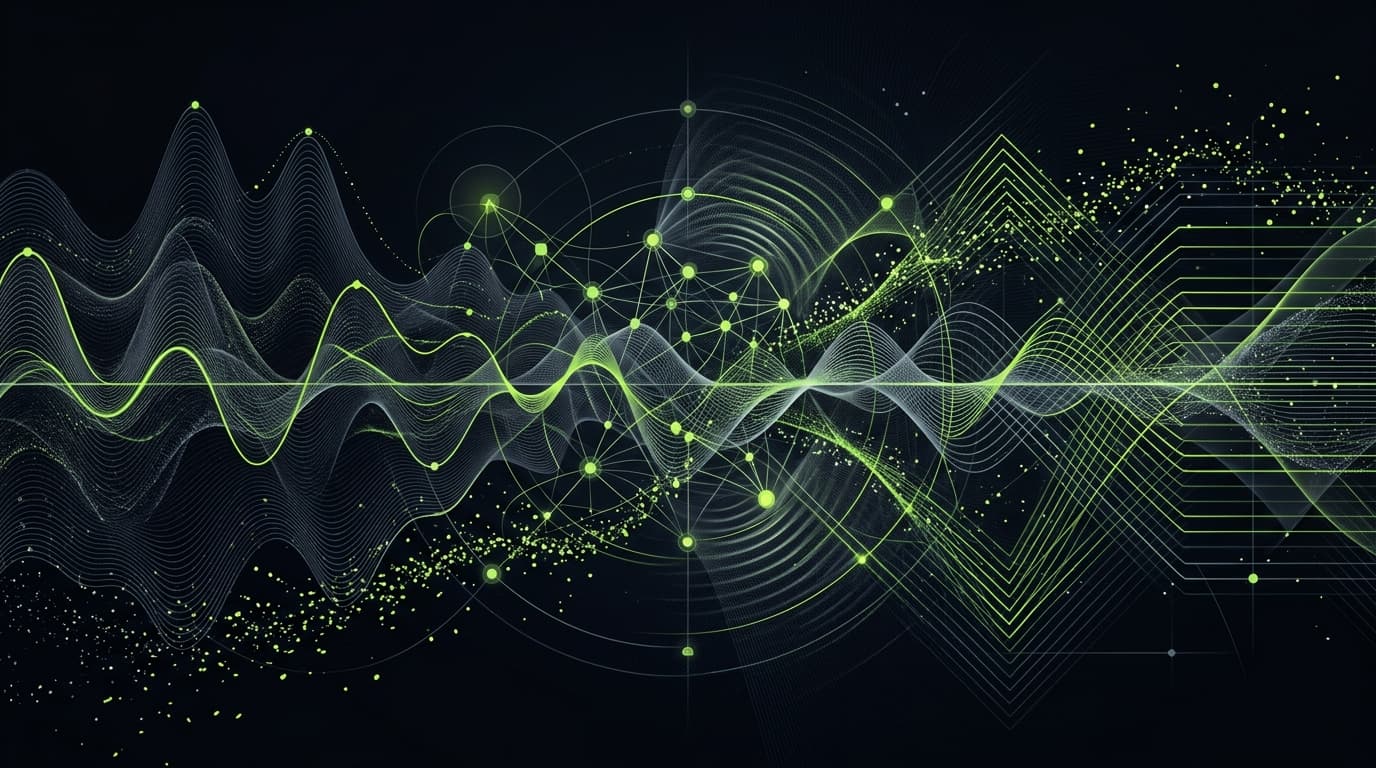 Abstract dark visualization representing neural entrainment music