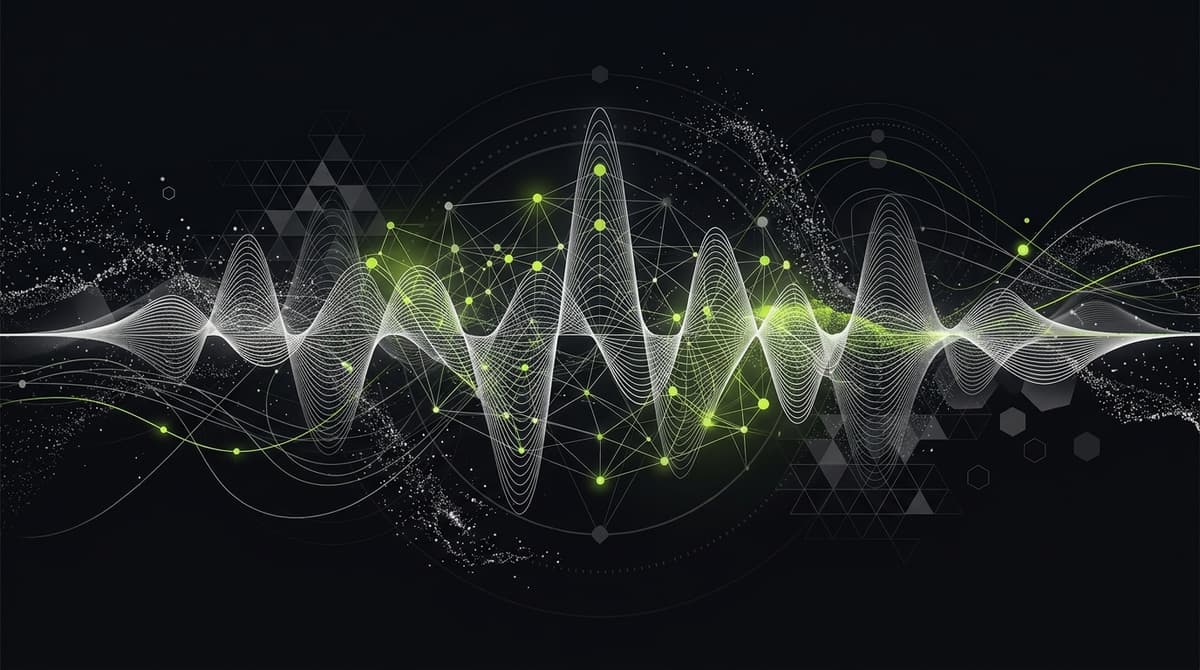 Abstract dark visualization representing personalized focus music