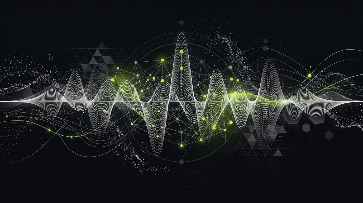 Abstract dark visualization representing personalized focus music